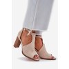 Dámske béžové sandále z EKO semišu na stĺpovom podpätku, M392 BEIGE