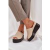 Dámske šľapky EK05P BEIGE, béžové, s platformou a 9 cm podpätkom