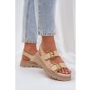 Eko kožené sandály s přezkami béžové Vulinea (Veľkosť 36)