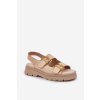 Eko kožené sandály s přezkami béžové Vulinea (Veľkosť 36)