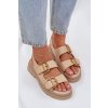 Eko kožené sandály s přezkami béžové Vulinea (Veľkosť 36)