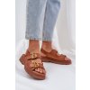 Eko kožené sandály s přezkami camel Vulinea (Veľkosť 36)