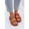 Eko kožené sandály s přezkami camel Vulinea (Veľkosť 36)