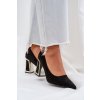 Elegantní Lodičky Na Podpatku Špičaté Nosy Černé (Veľkosť 36)