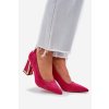 Ružové dámske lodičky z eko semišu na ihlovom podpätku, M388 FUSHIA