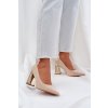 Dámske béžové lodičky z eko semišu na ihličkovom podpätku, M388 BEIGE
