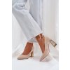 Dámske béžové lodičky z eko semišu na ihličkovom podpätku, M388 BEIGE