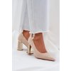 Dámske béžové lodičky z eko semišu na ihličkovom podpätku, M388 BEIGE