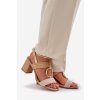 Sandály Na Sloupkovém Podpatku Béžové Afleeria (Veľkosť 39)