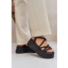 Čierne dámske sandále na plnej platforme z ekokože, RR-23P BLACK