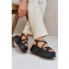 Čierne dámske sandále na plnej platforme z ekokože, RR-23P BLACK
