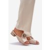 Elegantní dámské papuče na nízkém podpatku se zdobením béžové Feledis (Veľkosť 36)