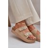 Dámské papuče na masivní platformě s přezkami béžové Aramia (Veľkosť 40)