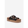 Sandále s pletením a sponami na masívnou platforme čierne aralissea / 24SD21-7309 BLACK (Veľkosť 36)