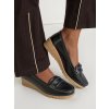 Dámske čierne mokasíny z ekokože, perforácia, kód: 009