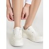 Dámske biele tenisky z eko kože na šnúrovanie, kód 1533-1