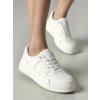 Dámske biele tenisky z eko kože na šnúrovanie, kód 1533-1