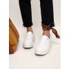 Dámske biele tenisky z eko kože na šnúrovanie, kód 1533-1