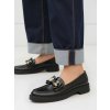 Dámske čierne mokasíny z eko kože, kokarda, kód G1770