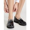 Dámske čierne mokasíny z lakovanej eko kože, kód 20822-8A