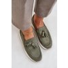 Dámske zelené mokasíny z EKO semišu na platforme, kód G-55 GREEN