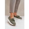 Dámske zelené mokasíny z EKO semišu na platforme, kód G-55 GREEN