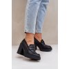 Čierne dámske lodičky z ekokože na stĺpiku, MP355-3 NERO