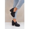 Čierne dámske lodičky z ekokože na stĺpiku, MP355-3 NERO
