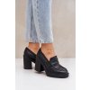 Čierne dámske lodičky z ekokože na stĺpiku, MP355-3 NERO