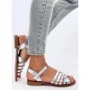 Strieborné dámske sandále z eko kože na bežný deň UUU-618