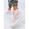 Dámske ružové tenisky z textilu na šnúrovanie, kód 6396