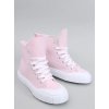 Dámske ružové tenisky z textilu na šnúrovanie, kód 6396