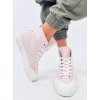 Dámske ružové tenisky z textilu na šnúrovanie, kód 6396