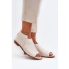 Biele dámske kožené sandále na zips, kód 2443/109