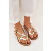 Kožené Ploché Sandály S Propletenými Pásky Zazoo 40429 Zlaté (Veľkosť 36)