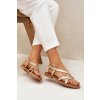 Kožené Ploché Sandály S Propletenými Pásky Zazoo 40429 Zlaté (Veľkosť 36)