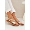 Kožené Ploché Sandály S Propletenými Pásky Zazoo 40429 Zlaté (Veľkosť 36)