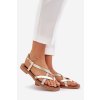 Kožené Ploché Sandály S Propletenými Pásky Zazoo 40429 Zlaté (Veľkosť 36)