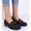 Čierne dámske mokasíny na klinovom opätku s matným povrchom Sambada QQ-10 BLACK 38 - GM (Veľkosť 39)
