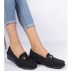 Čierne dámske mokasíny na klinovom opätku s matným povrchom Sambada QQ-10 BLACK 38 - GM (Veľkosť 39)