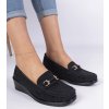 Čierne dámske mokasíny na klinovom opätku s matným povrchom Sambada QQ-10 BLACK 38 - GM (Veľkosť 39)