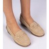 Hnedé dámske mokasíny na klinovom podpätku s matným povrchom Sambada QQ-10 KHAKI 38 - GM (Veľkosť 38)