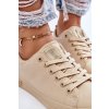 Dámske béžové tenisky z textilu na šnúrovanie, LL274061 BEŻ