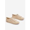 Dámske béžové tenisky z textilu na šnúrovanie, LL274061 BEŻ