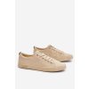 Dámske béžové tenisky z textilu na šnúrovanie, LL274061 BEŻ