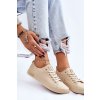 Dámske béžové tenisky z textilu na šnúrovanie, LL274061 BEŻ