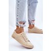 Dámske béžové tenisky z textilu na šnúrovanie, LL274061 BEŻ