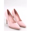 Ružové dámske lodičky s opätkom nad 9 cm, textilné, kód 6170