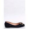 Čierne dámske elegantné baleríny s hranatou špičkou, kód 8416