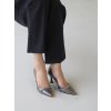 Čierne dámske lodičky z eko kože s metalickým leskom, kód 1184